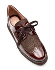 Zapatos derby de charol y ante con suela confort para dama