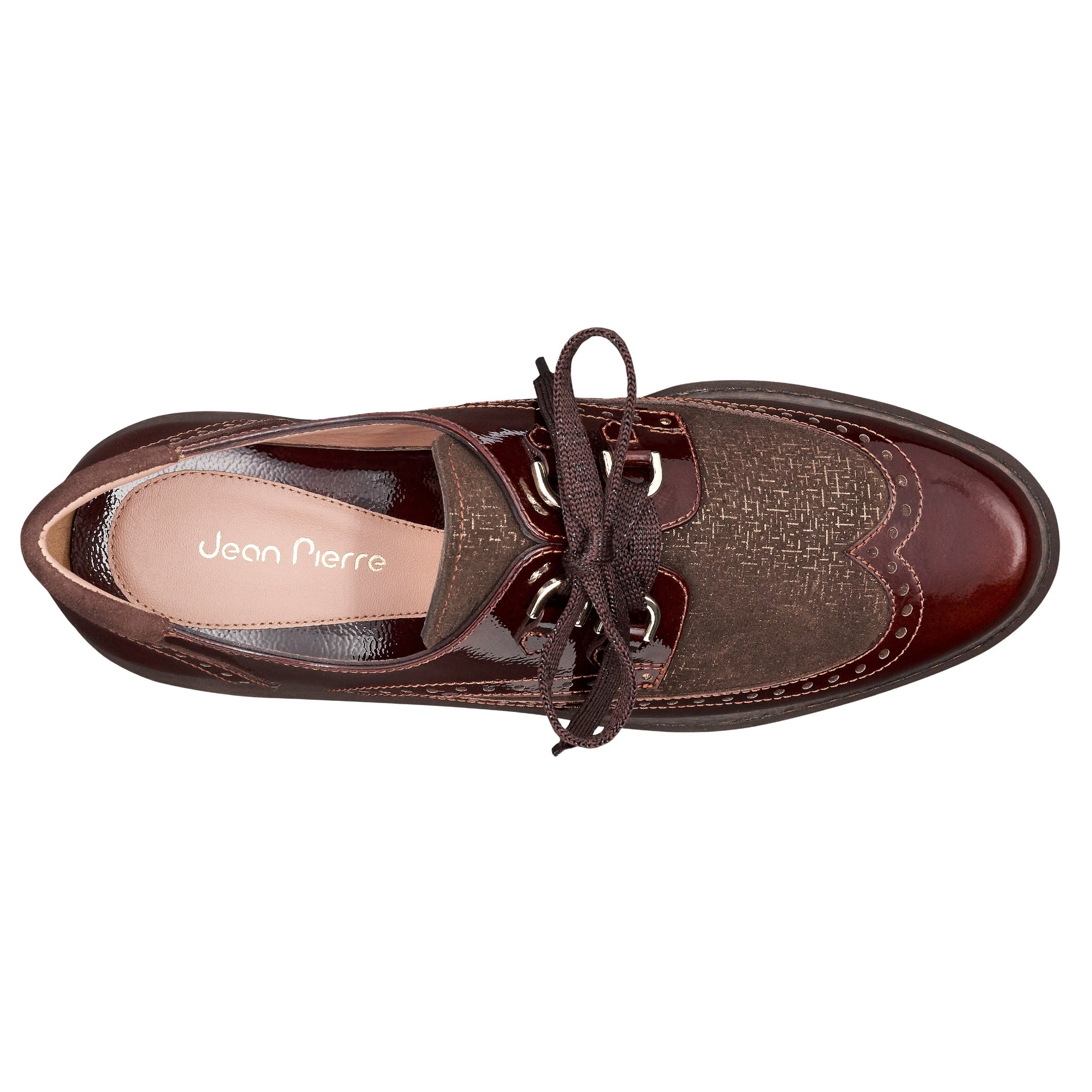 Zapatos derby de charol y ante con suela confort para dama