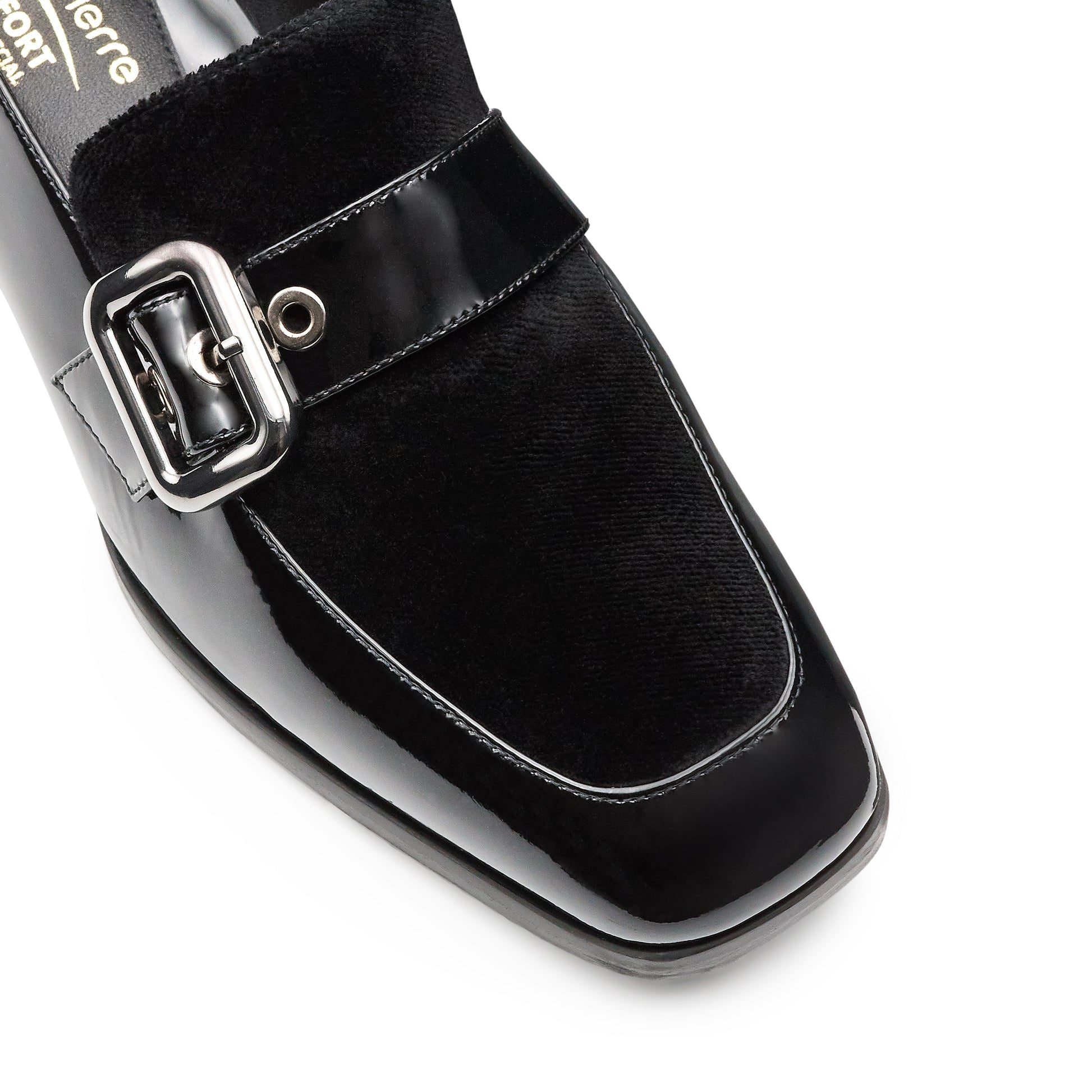 Mocasines de charol estilo monk trap para dama