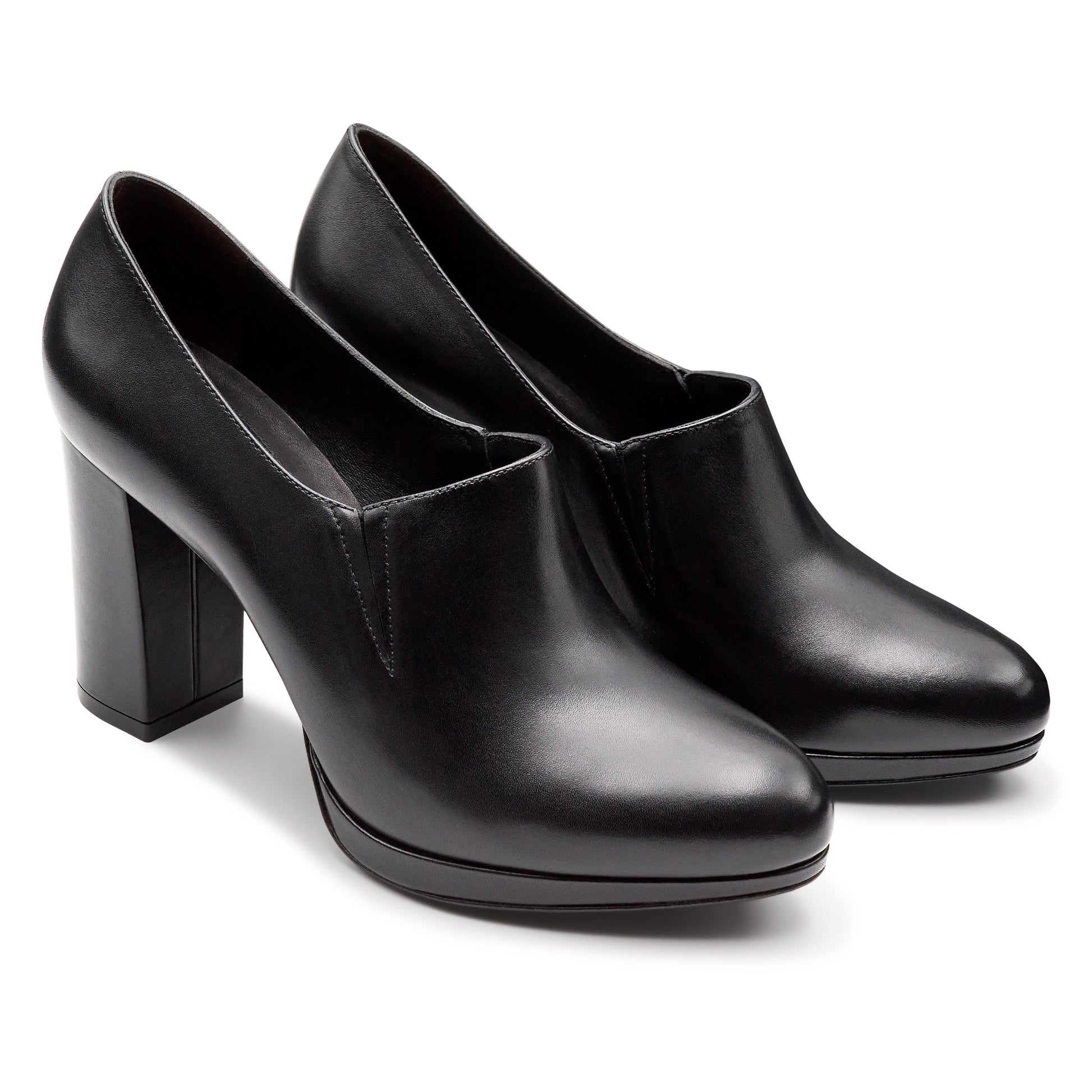 Zapatilla abotinada  de piel con plataforma y elásticos laterales para dama