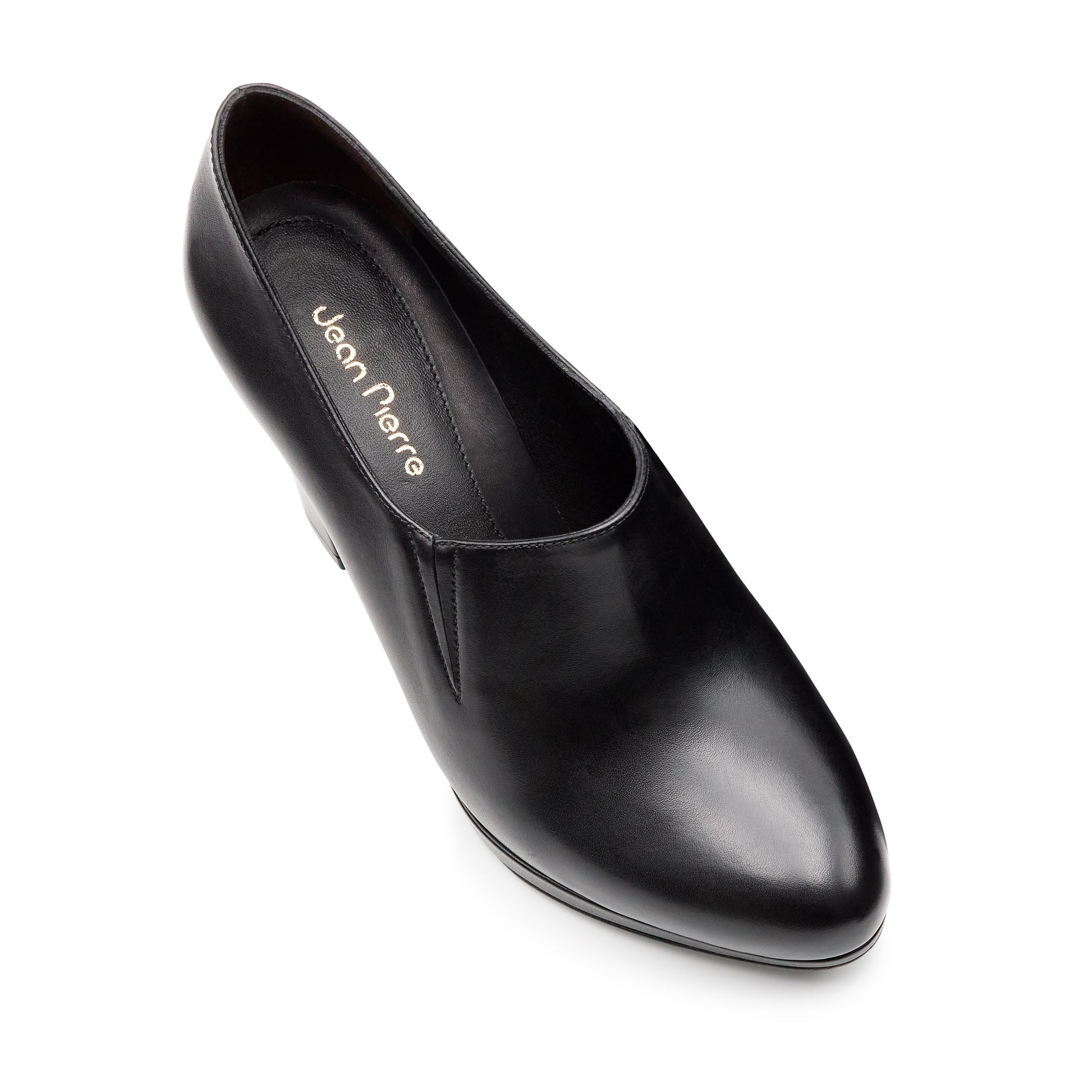Zapatilla abotinada  de piel con plataforma y elásticos laterales para dama