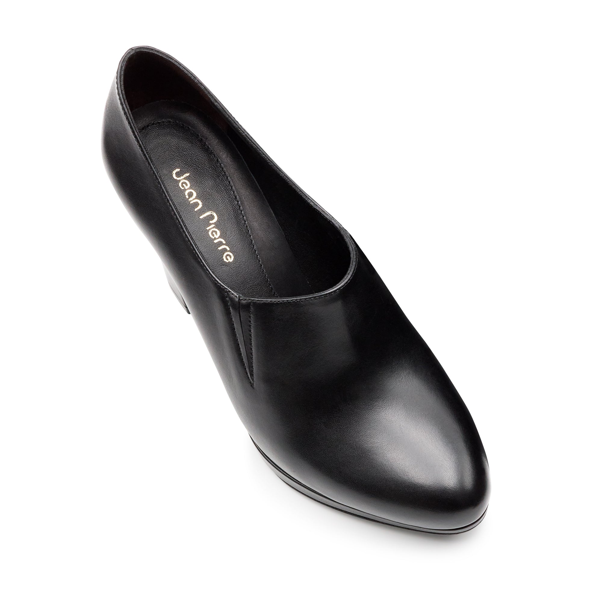 Zapatilla abotinada  de piel con plataforma y elásticos laterales para dama