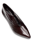 Zapatilla abotinada de charol con abertura central para dama