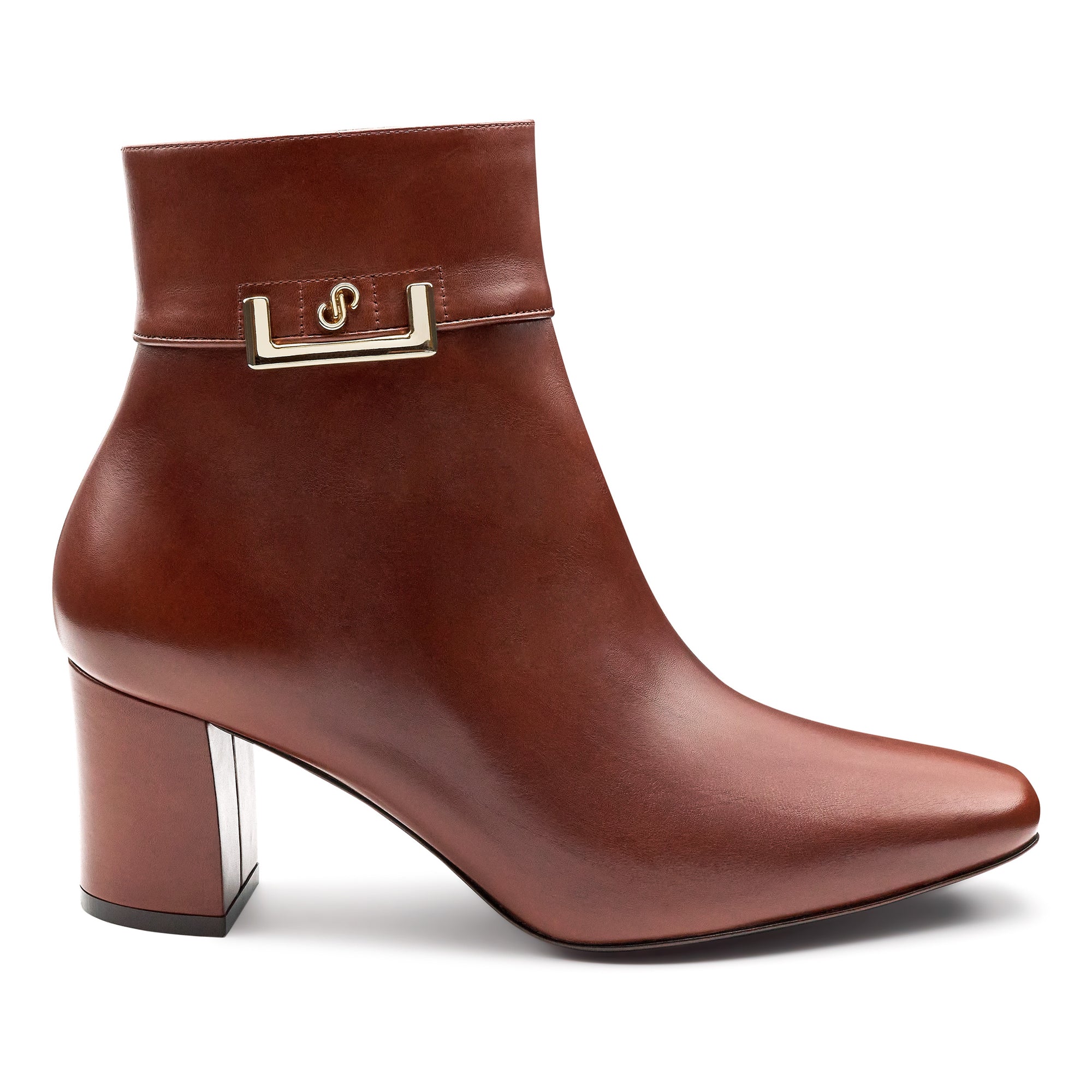Botines de piel con hebilla lateral para dama