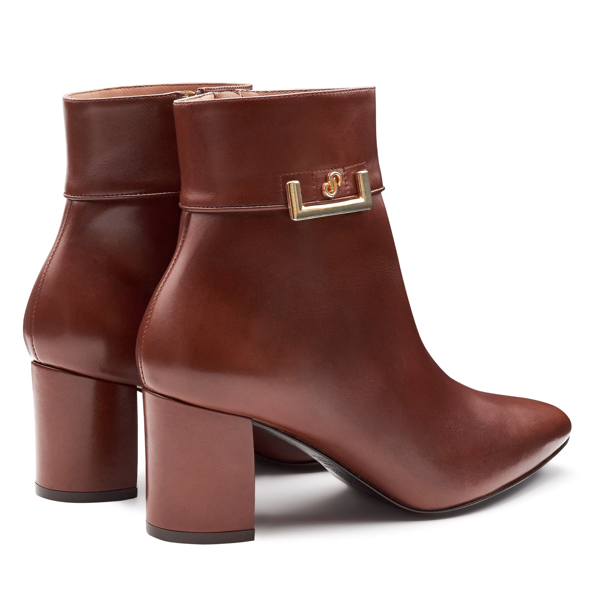Botines de piel con hebilla lateral para dama