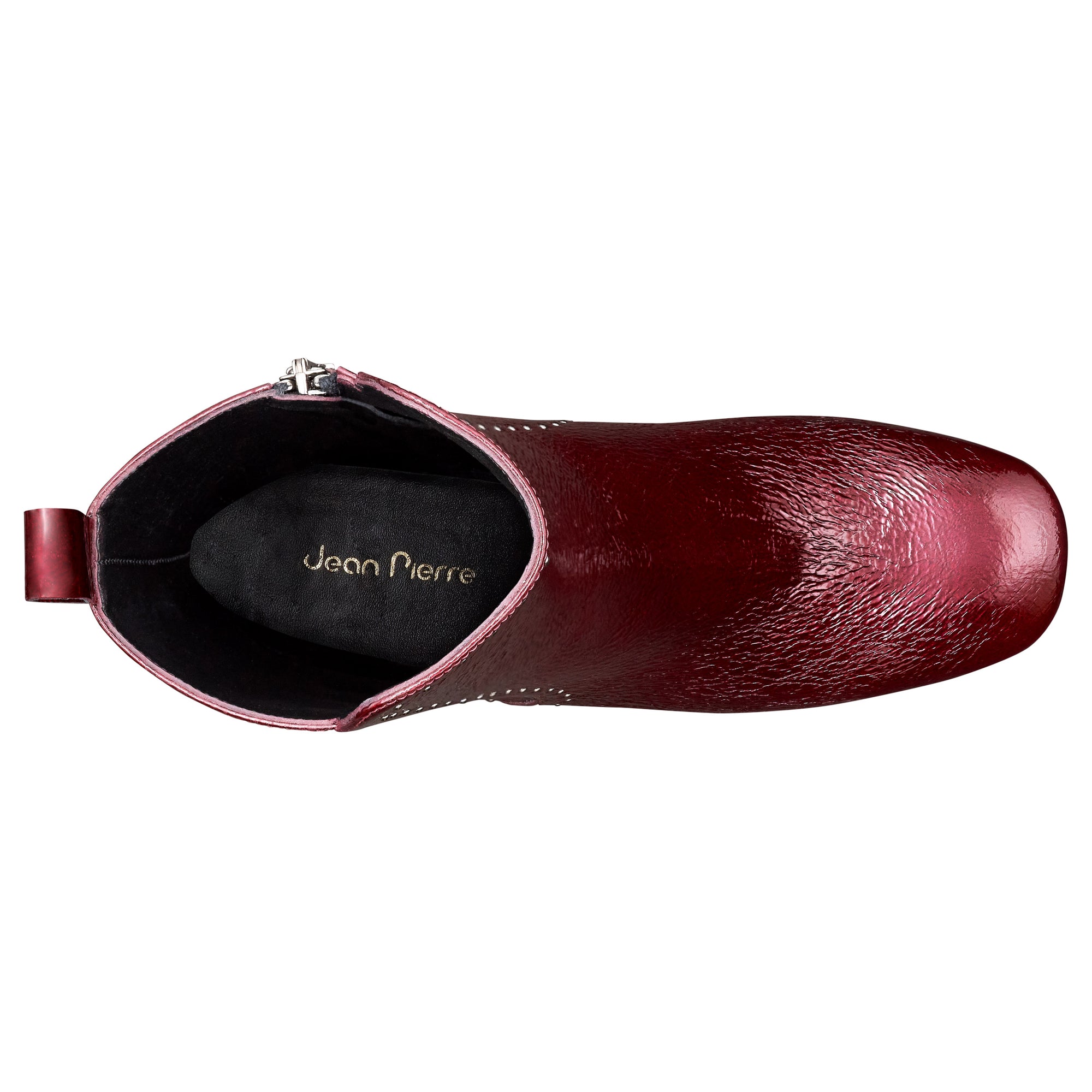 Botines de charol con aplicaciones decorativas metálicas para dama