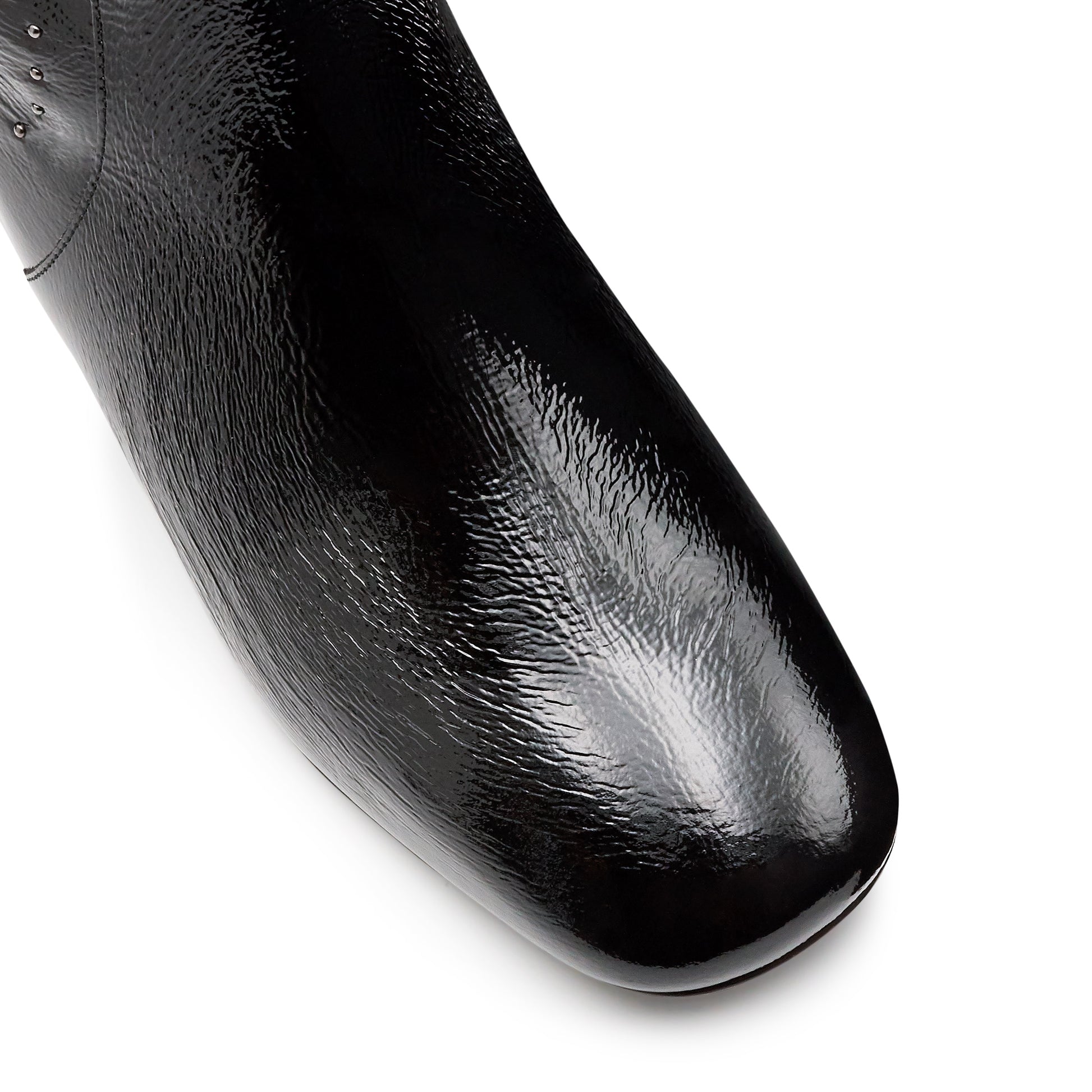 Botas altas de charol y gamuza con tacón para dama