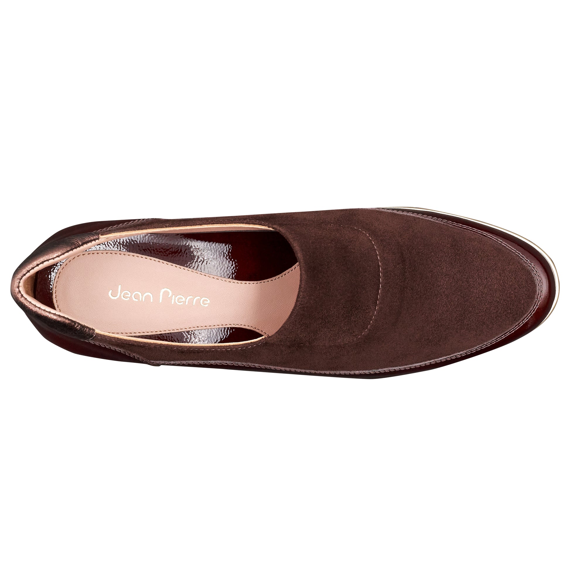 Zapatos de charol y gamuza con suela confort estilo mocasin café