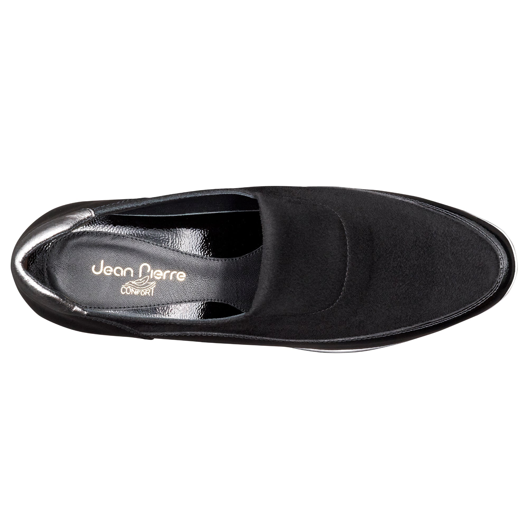 Zapatos de charol y gamuza con suela confort estilo mocasin.