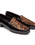 Mocasines de charol y pelo natural de becerro para dama