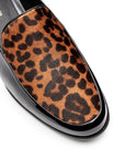 Mocasines de charol y pelo natural de becerro para dama