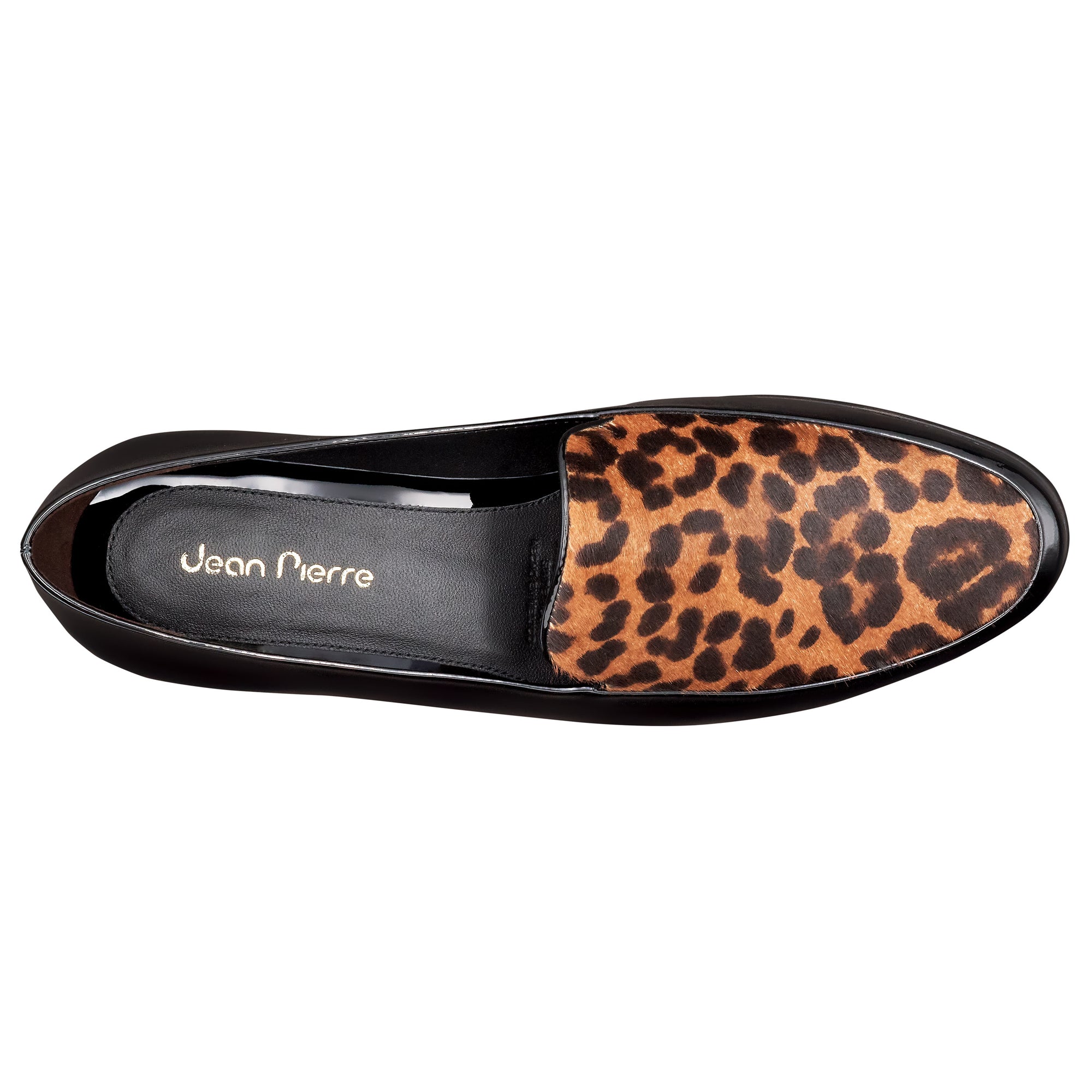 Mocasines de charol y pelo natural de becerro para dama