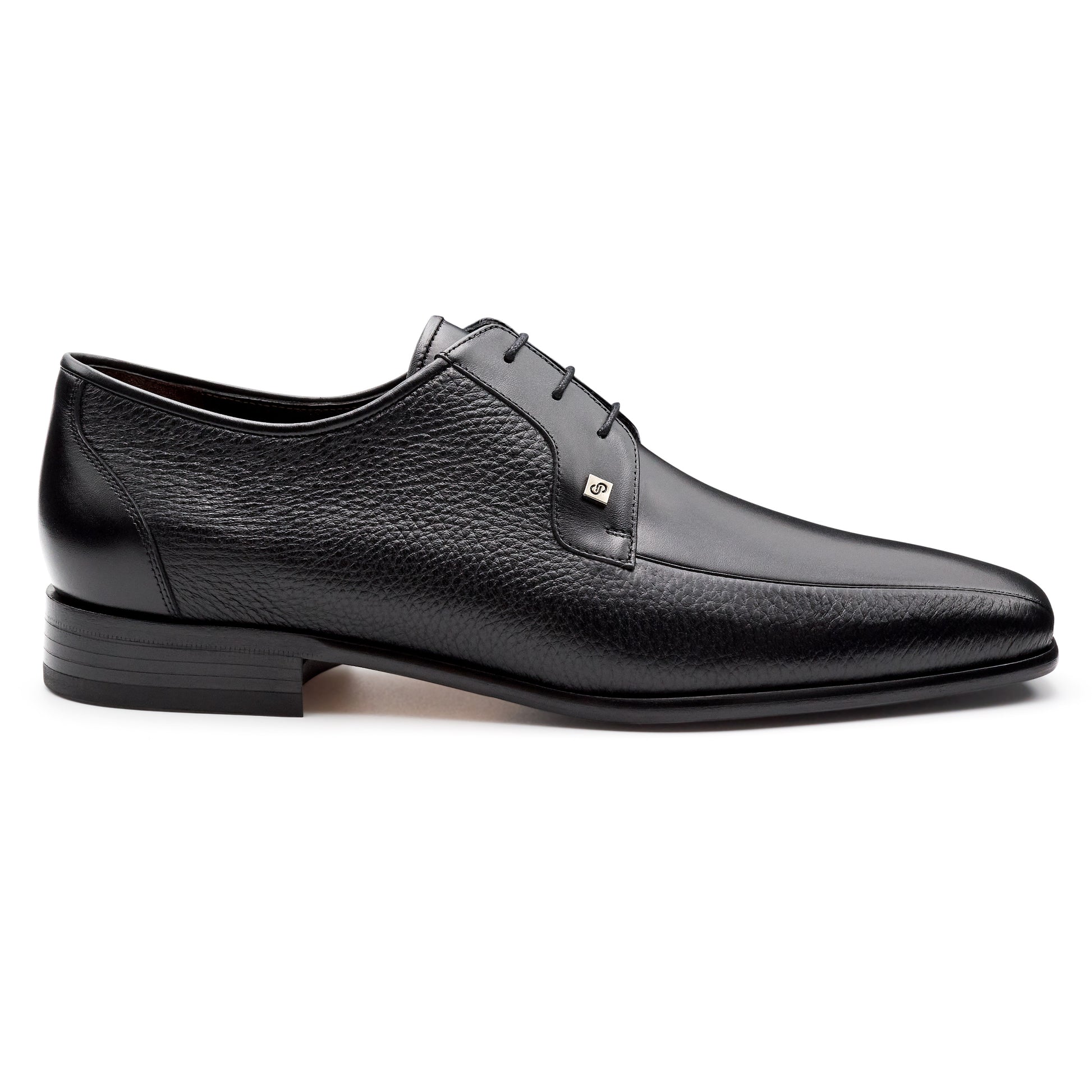 Zapatos tipo derby de piel  con placa metálica para hombre