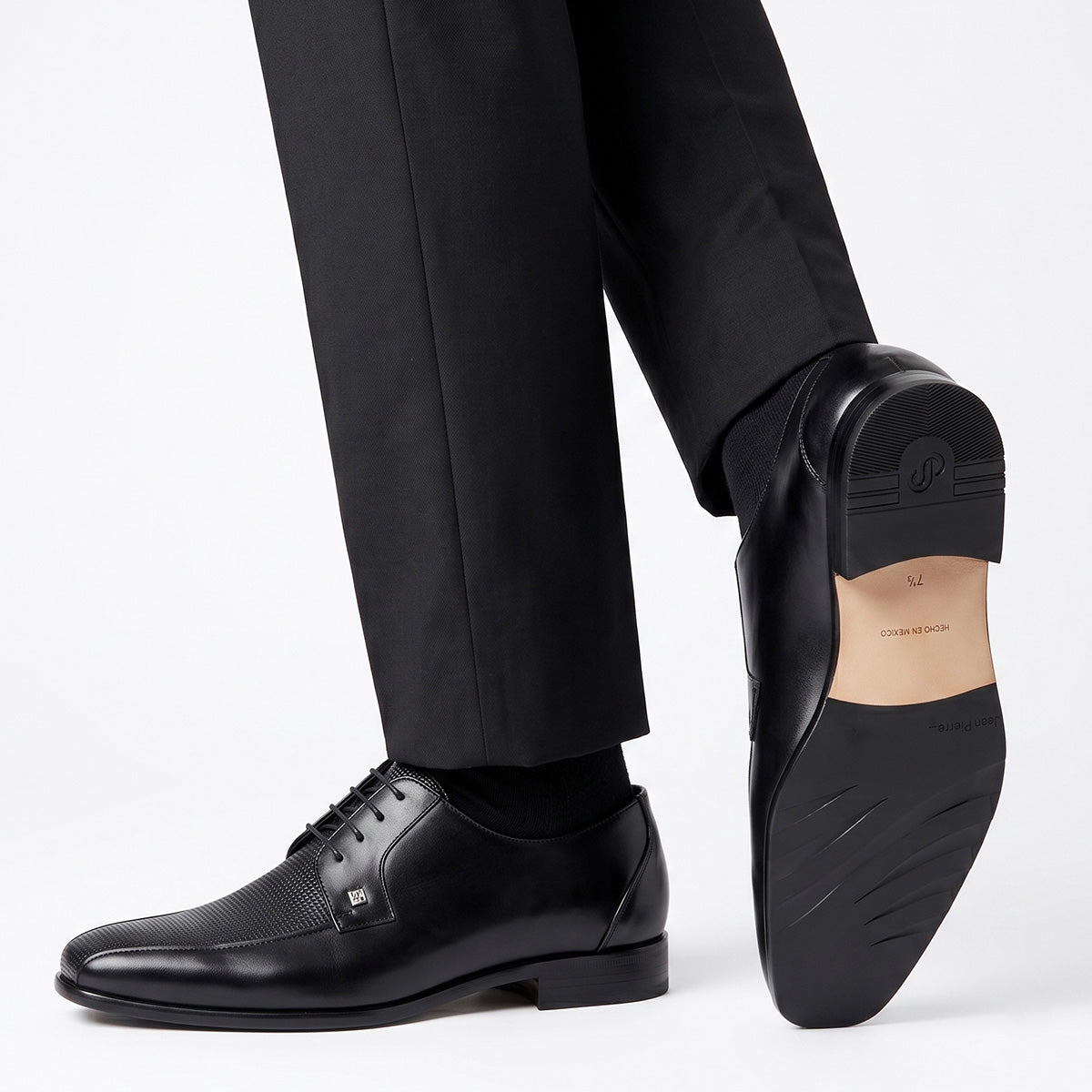 Zapatos confortables oxford de piel con textura para hombre
