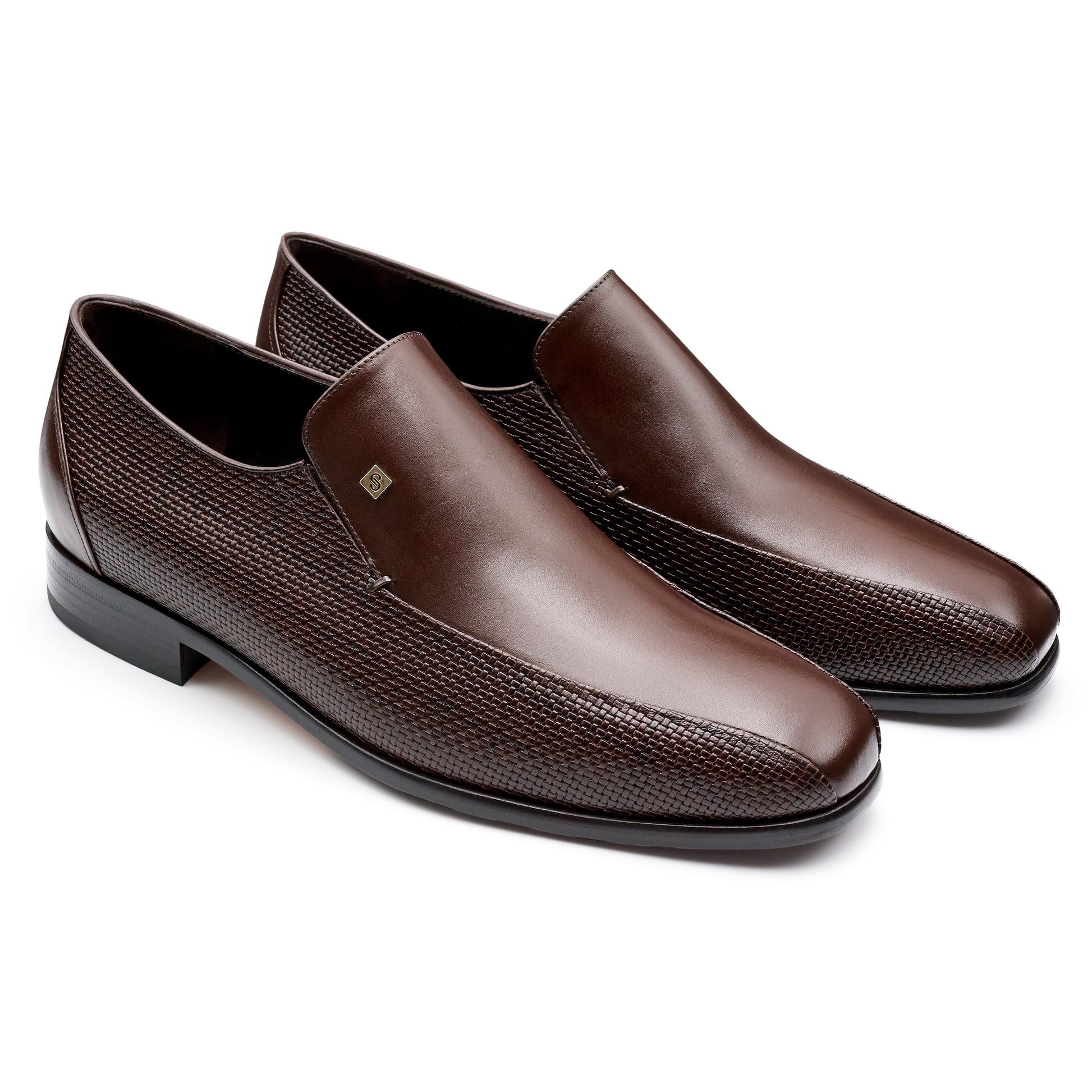 Mocasines confortables de piel con texturizado lateral para hombre