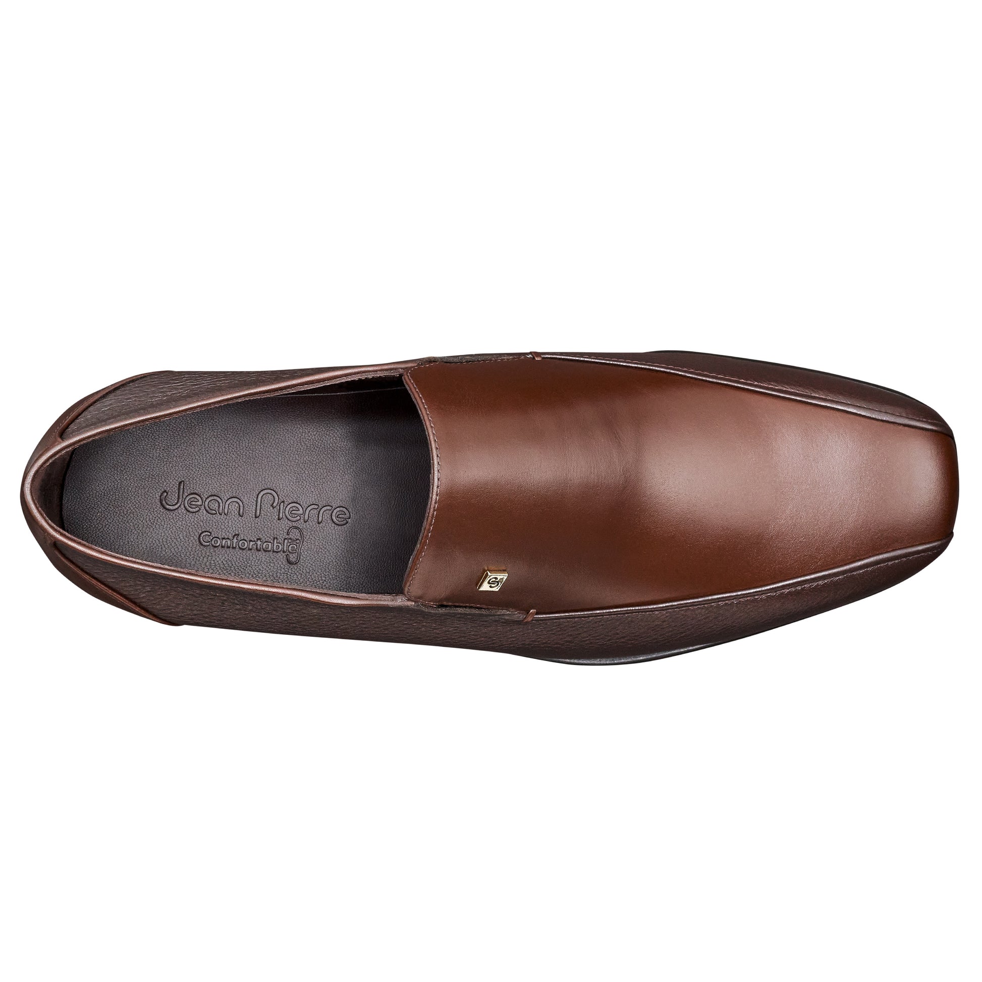 Mocasines confortables de piel con placa metálica  para hombre