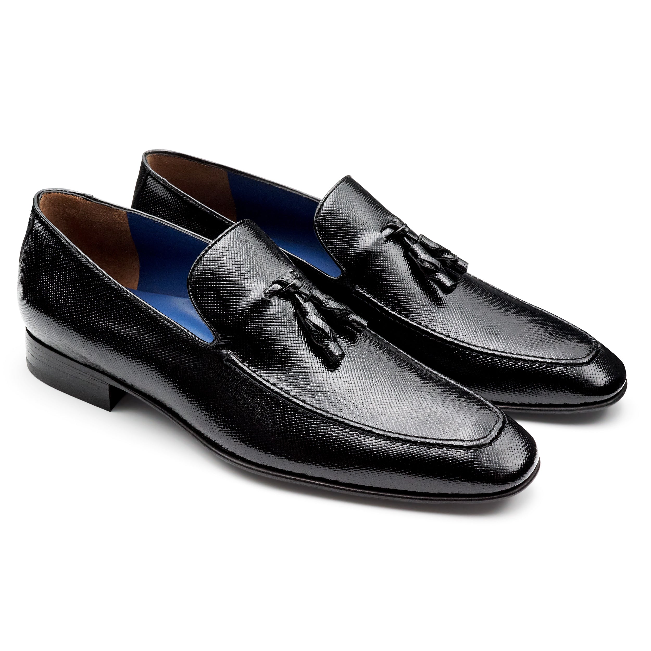 Mocasines de charol texturizado con borlas para hombre