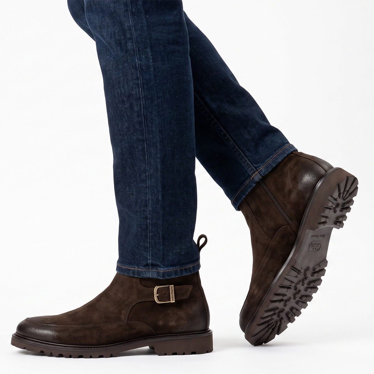 Botines de gamuza tipo chelsea con hebilla para hombre