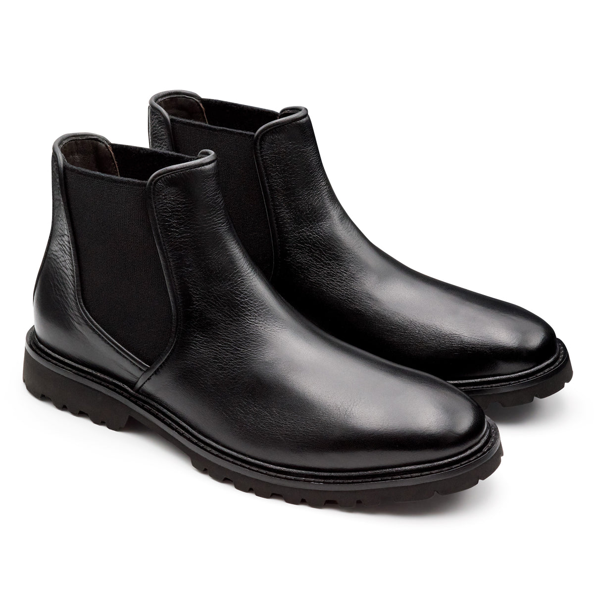 Botines negros chelsea de piel para hombre