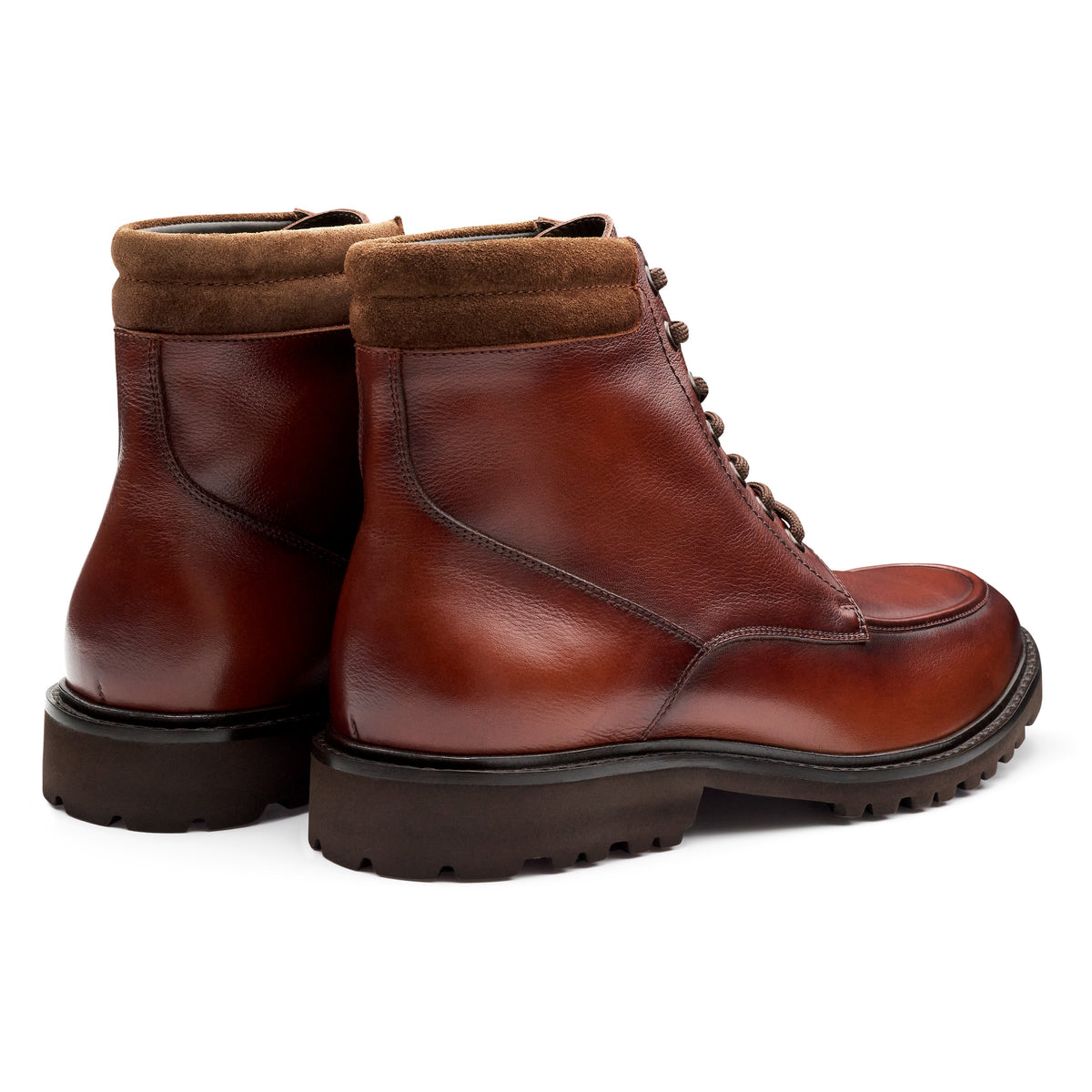 Botines de piel con agujetas para hombre