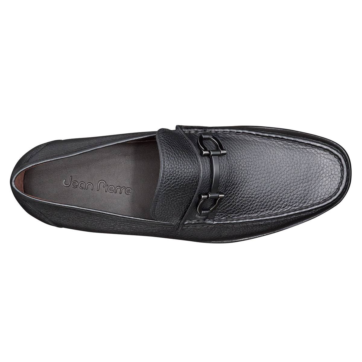 Mocasines de piel con herraje metálico para hombre (color negro)