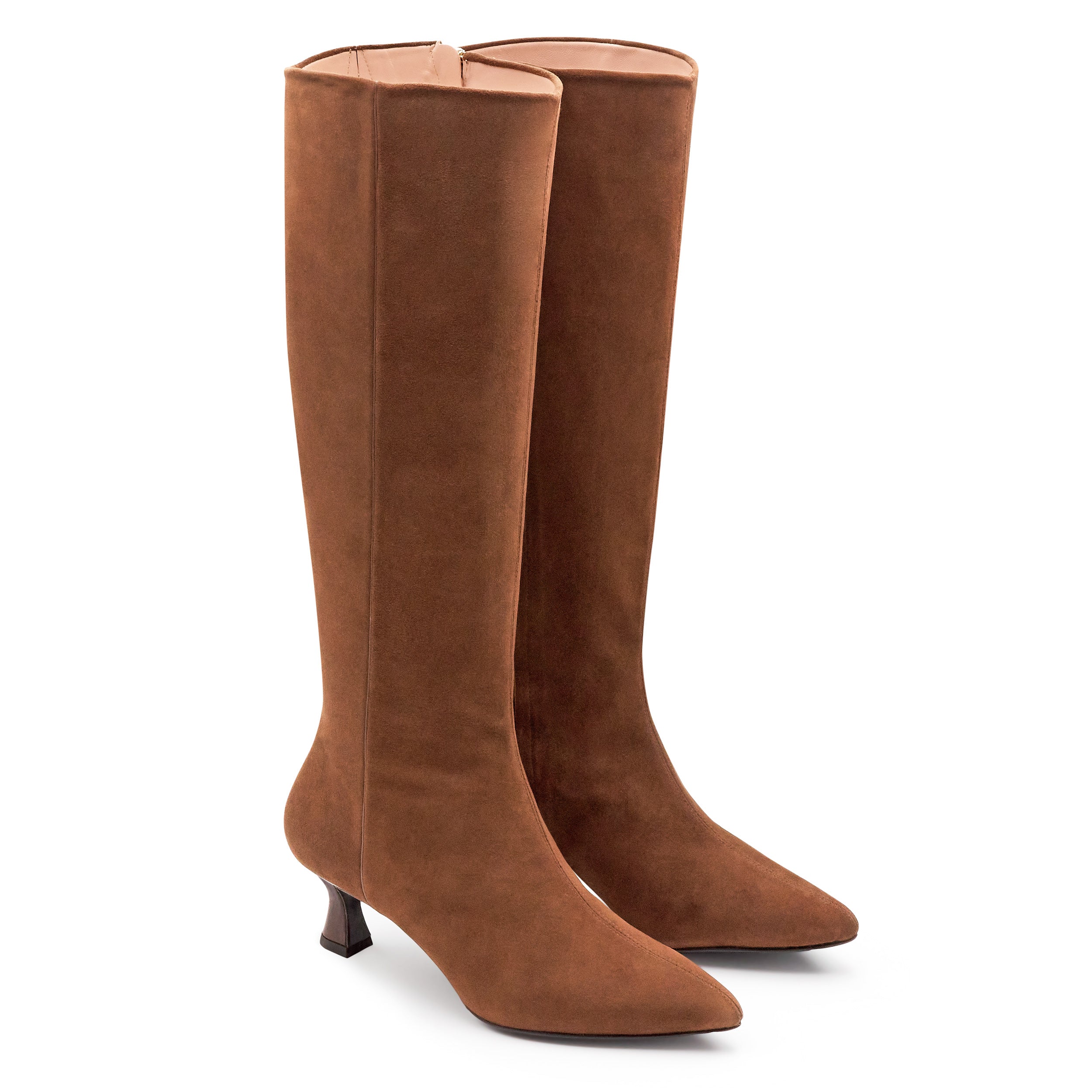 Botas altas de ante con tacón bajo para mujer