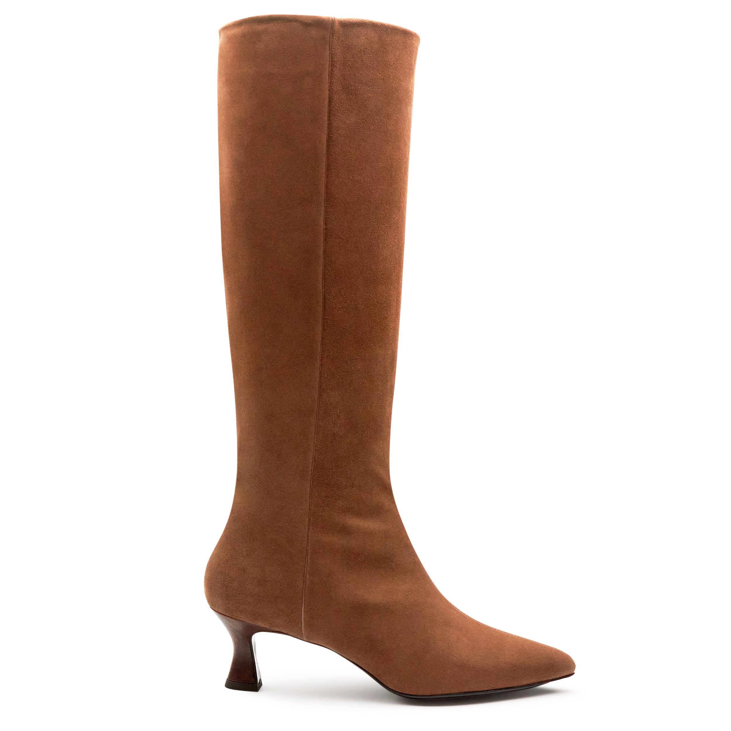 Botas altas de ante con tacón bajo para mujer