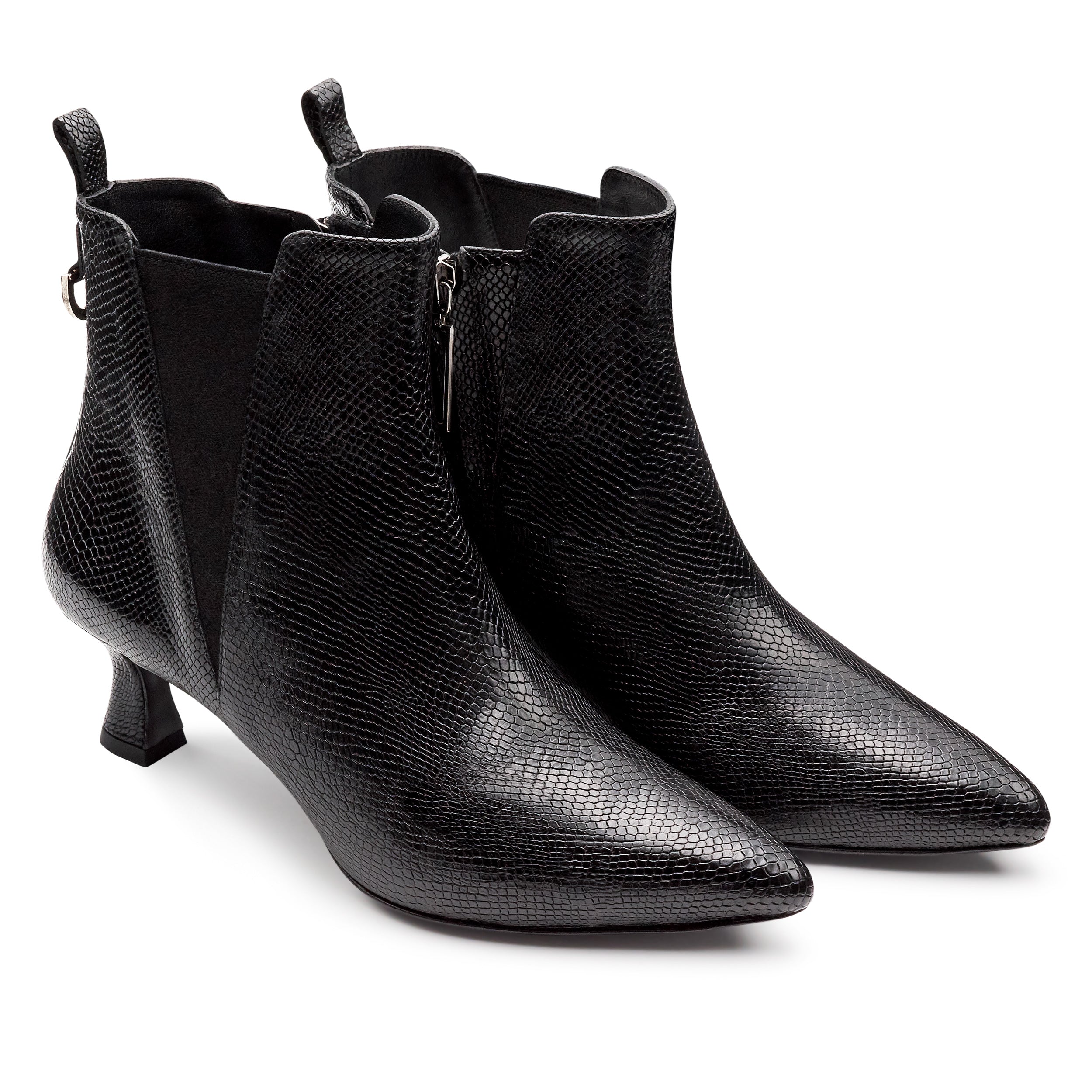 Botines de piel estilo kitten heel para mujer