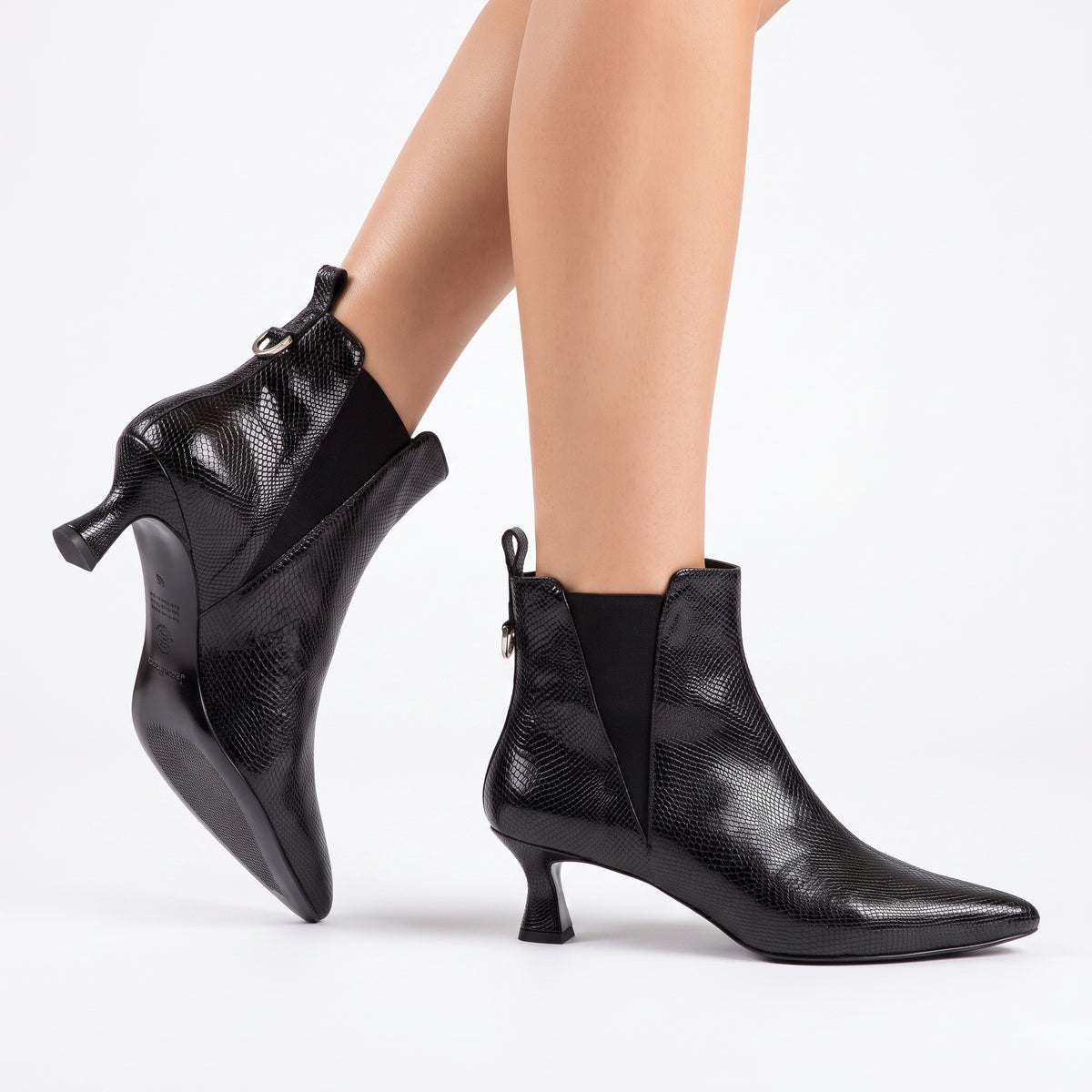 Botines de piel estilo kitten heel para mujer