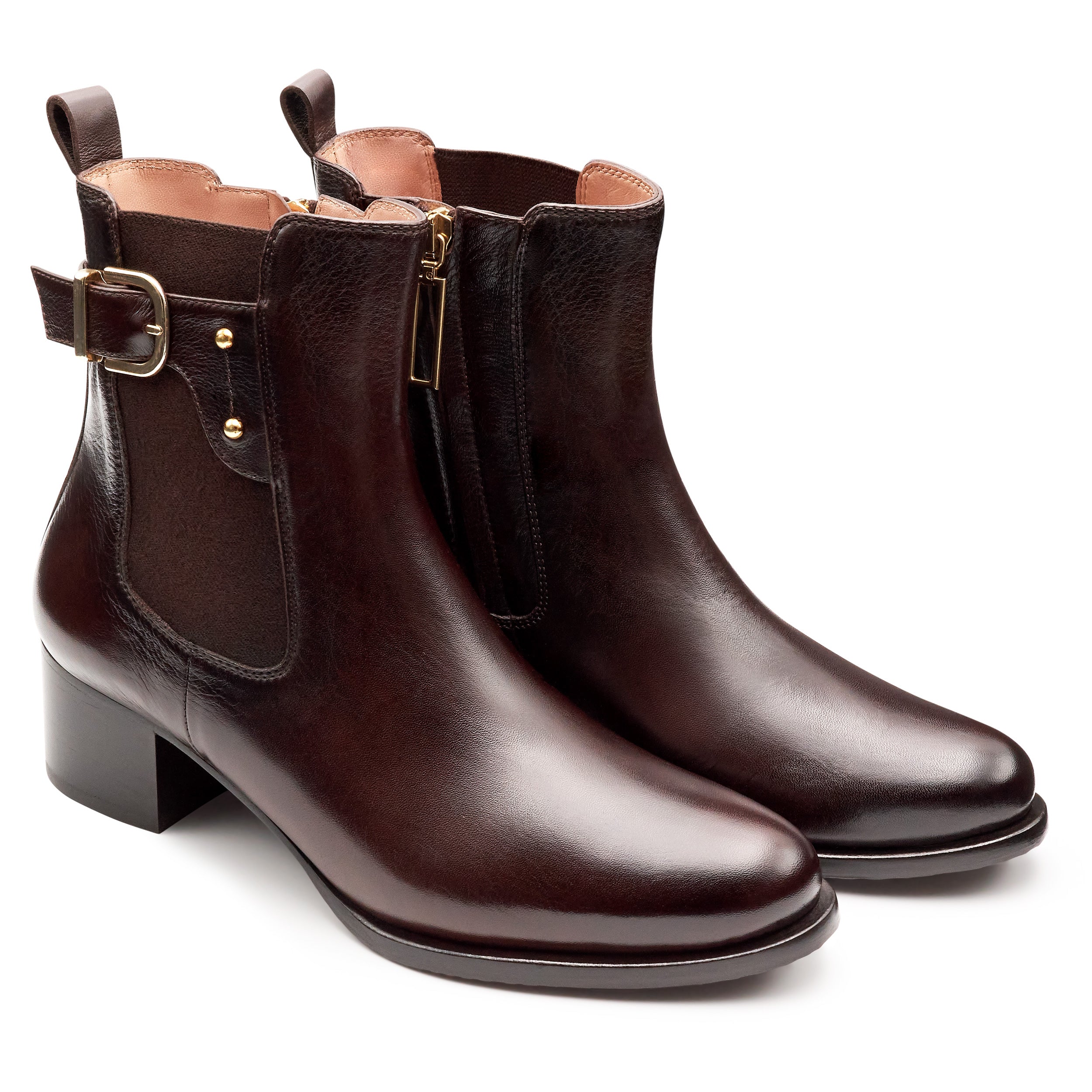 Botines de piel tipo chelsea para mujer