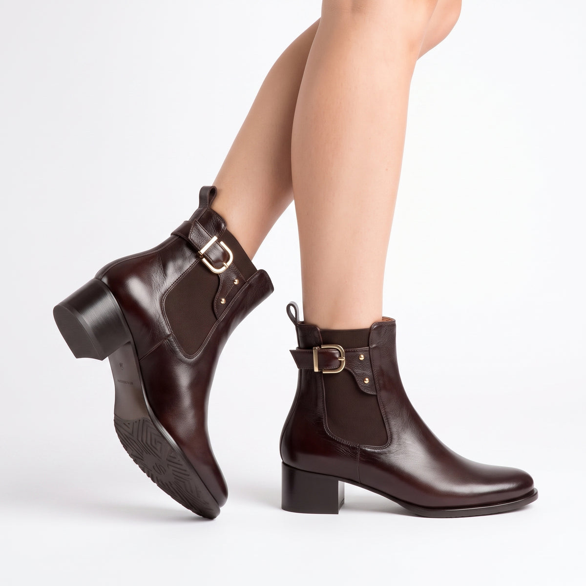 Botines de piel tipo chelsea para mujer