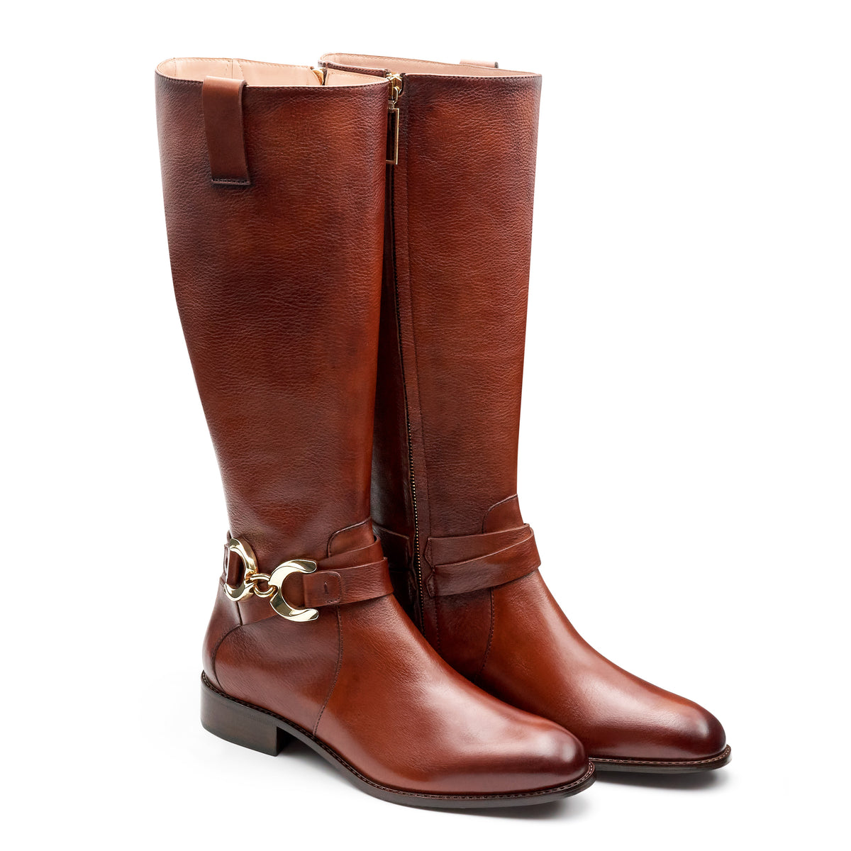 Botas altas de piel para mujer estilo hípico