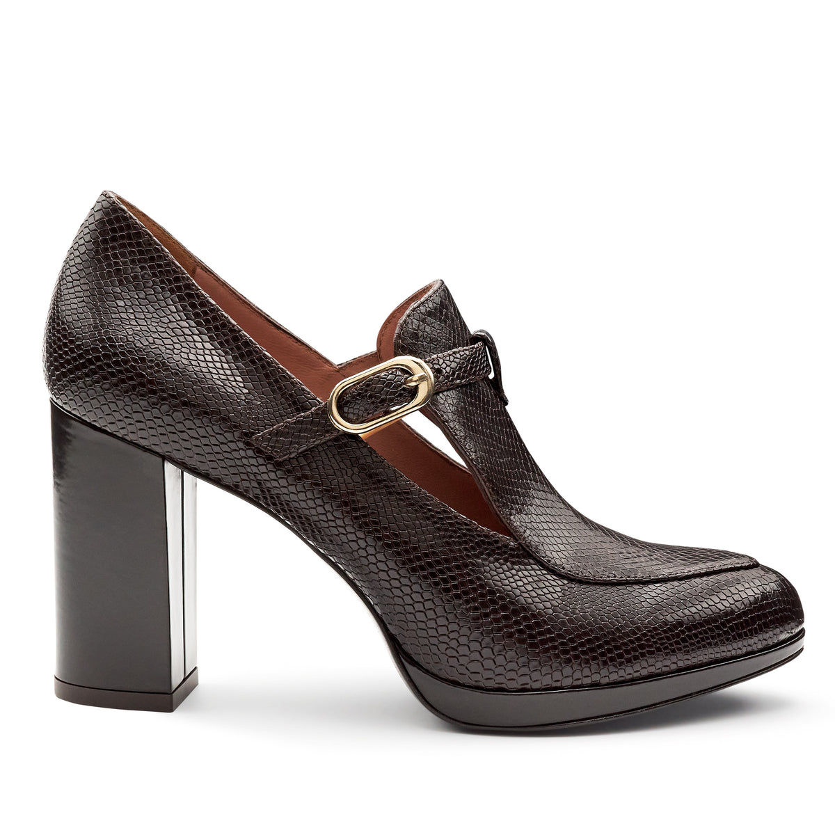 Zapatillas de piel texturizada con tacón alto para mujer