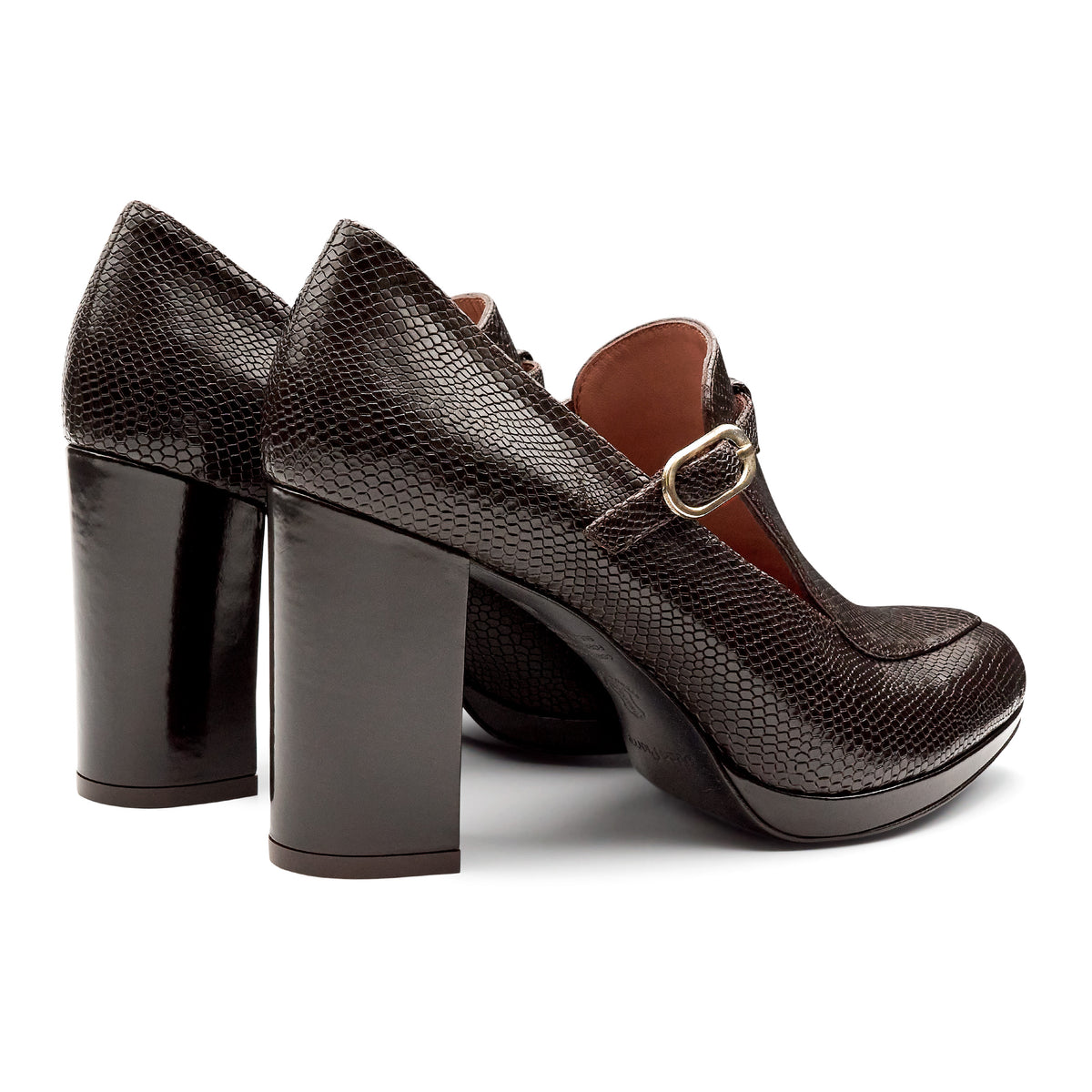 Zapatillas de piel texturizada con tacón alto para mujer