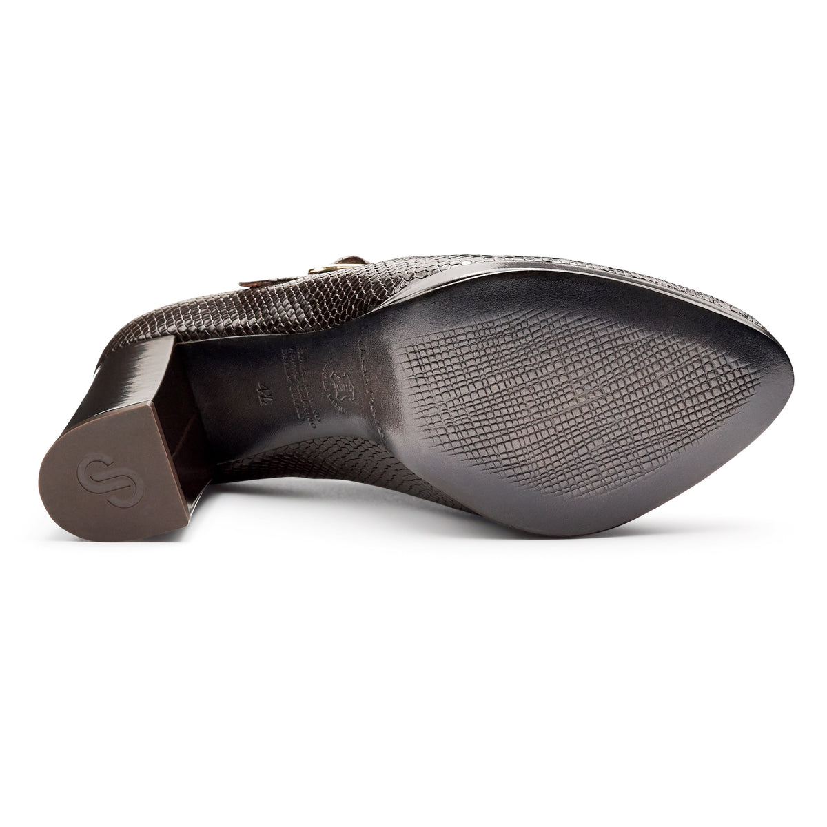 Zapatillas de piel texturizada con tacón alto para mujer