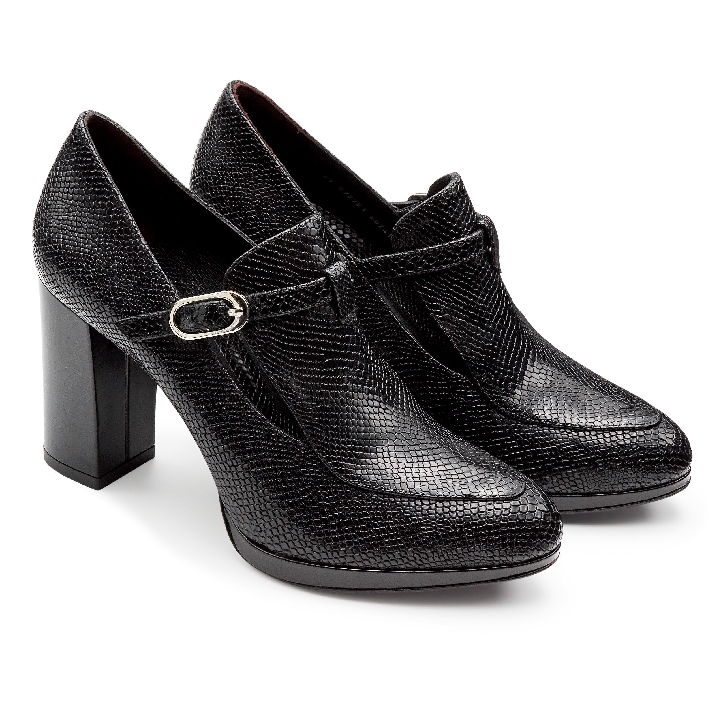 Zapatillas de piel texturizada con tacón alto para mujer