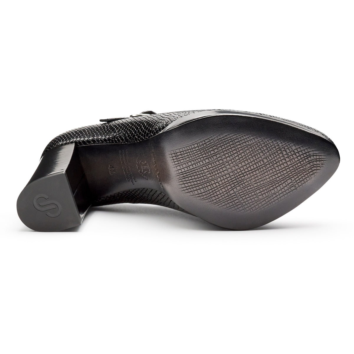 Zapatillas de piel texturizada con tacón alto para mujer