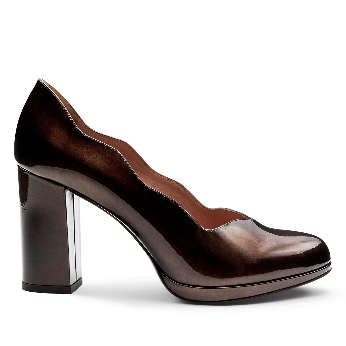 Zapatillas de charol con tacón alto para mujer