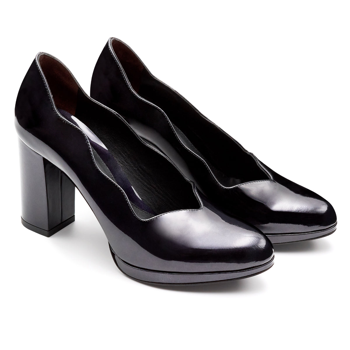 Zapatillas de charol con tacón alto para mujer