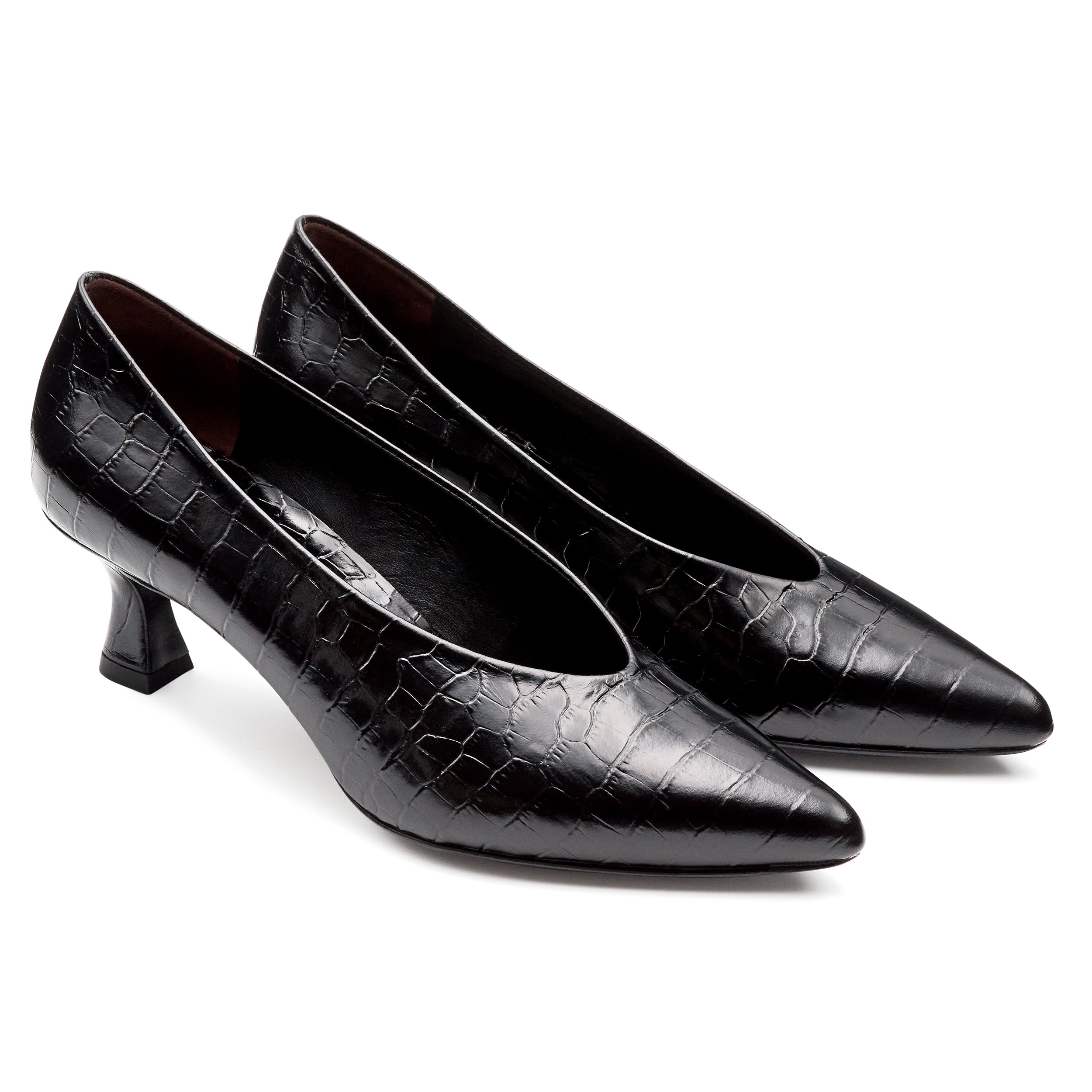 Zapatillas de piel texturizada estilo kitten heel para mujer
