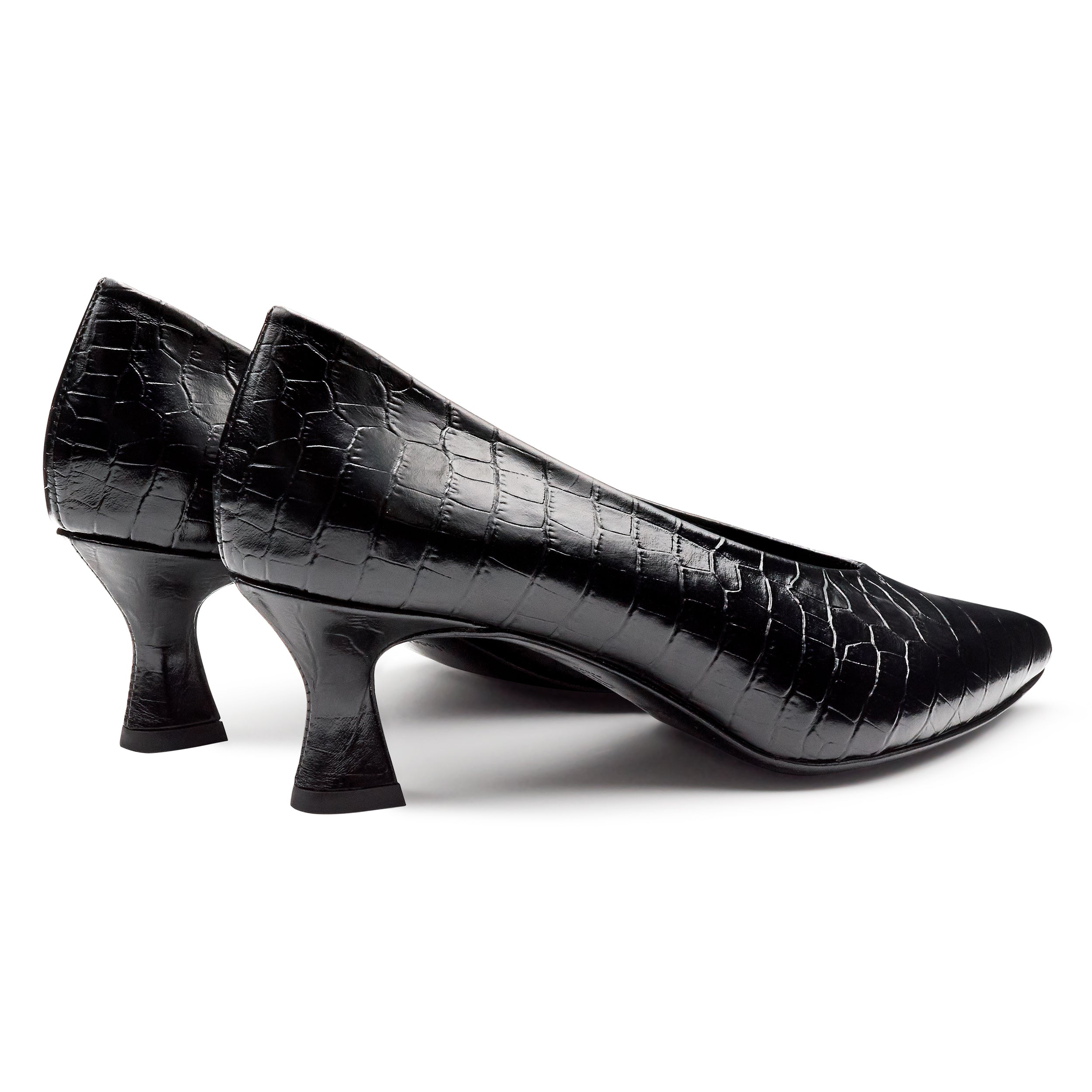 Zapatillas de piel texturizada estilo kitten heel para mujer