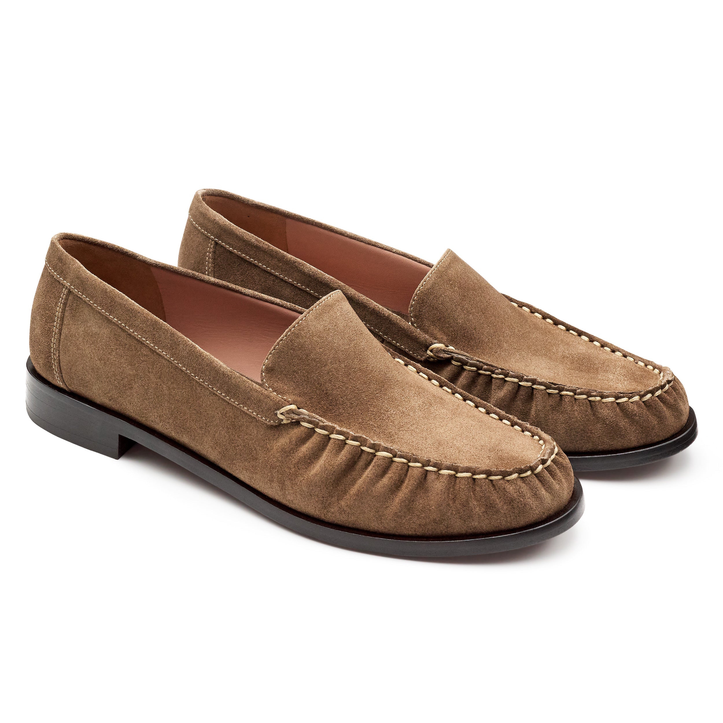 Mocasines de gamuza café para mujer