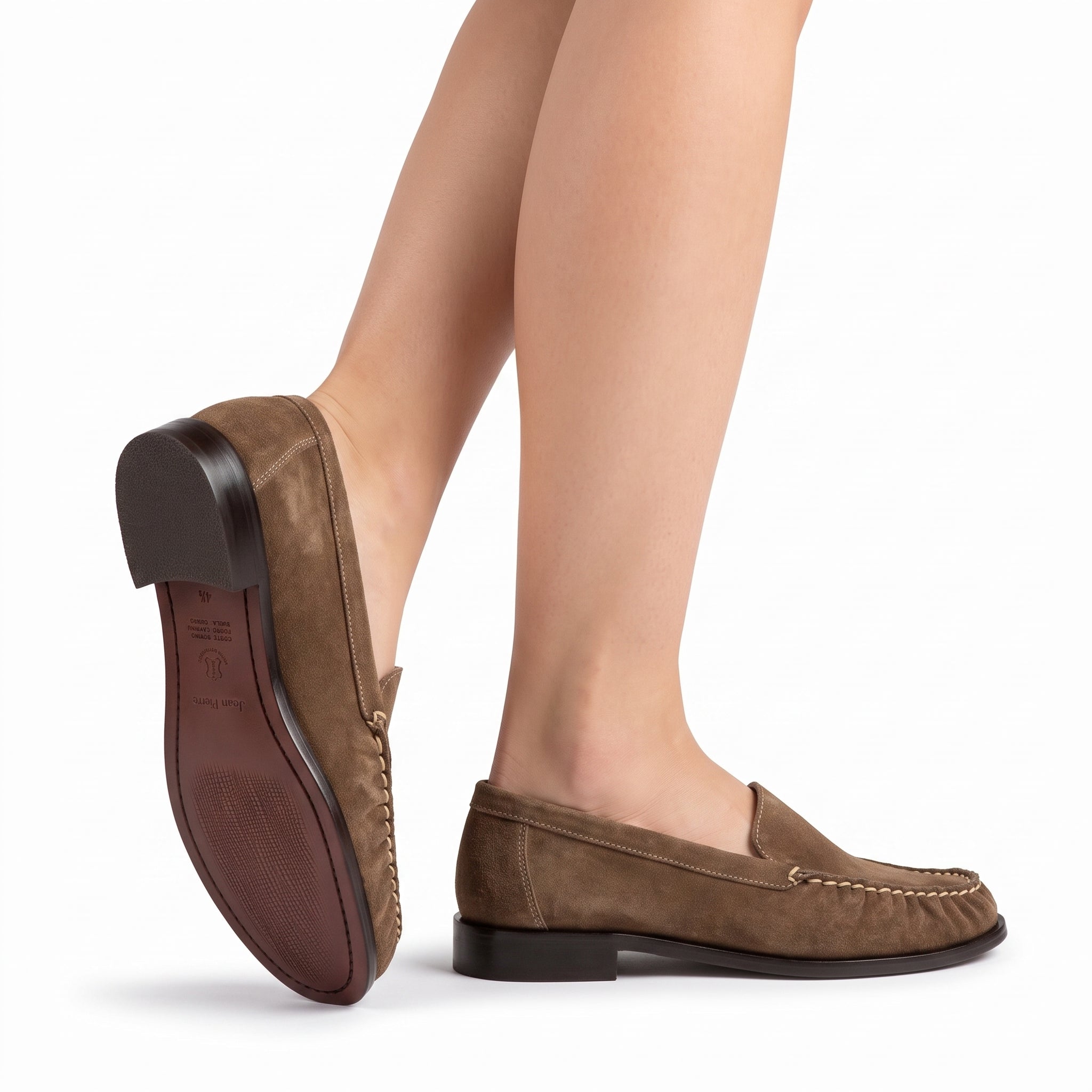 Mocasines de gamuza café para mujer