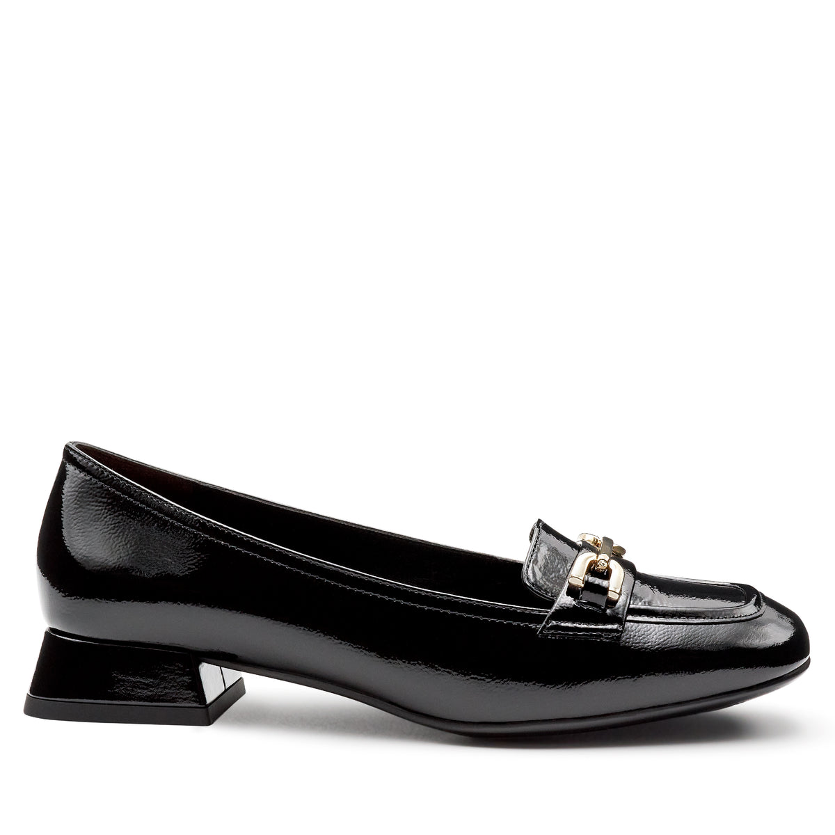Mocasines de charol con hebilla para mujer