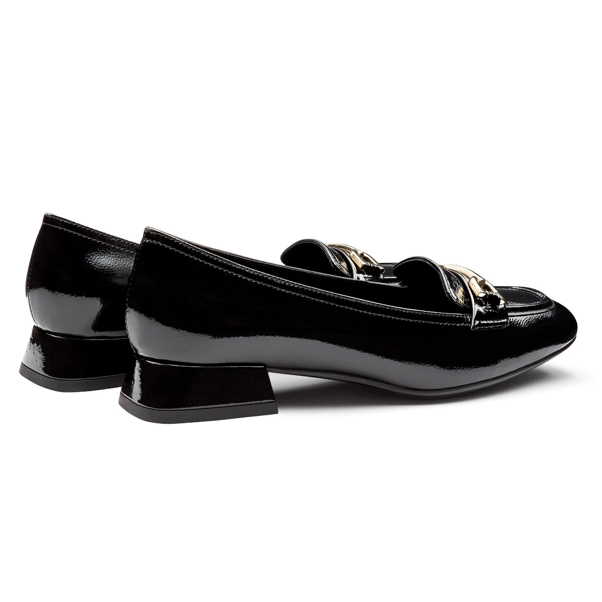 Mocasines de charol con hebilla para mujer