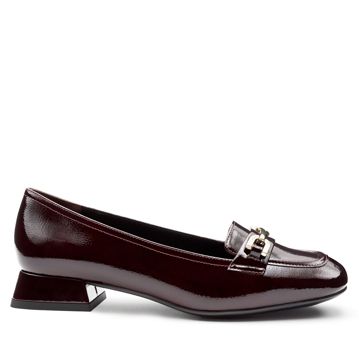 Mocasines de charol con hebilla para mujer