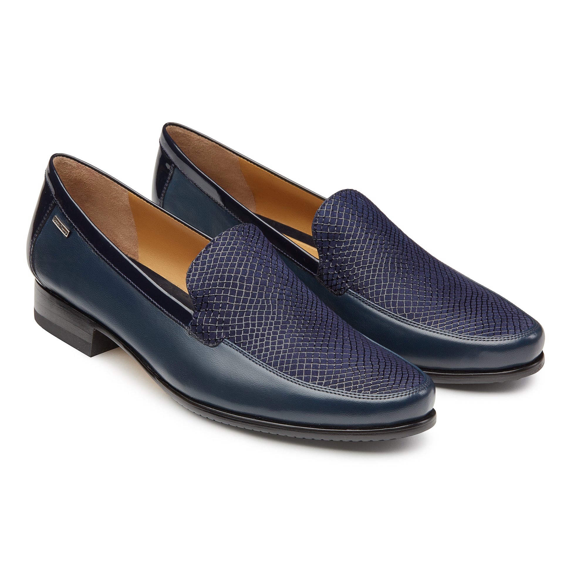 Mocasines  de piel para dama texturizados color azul