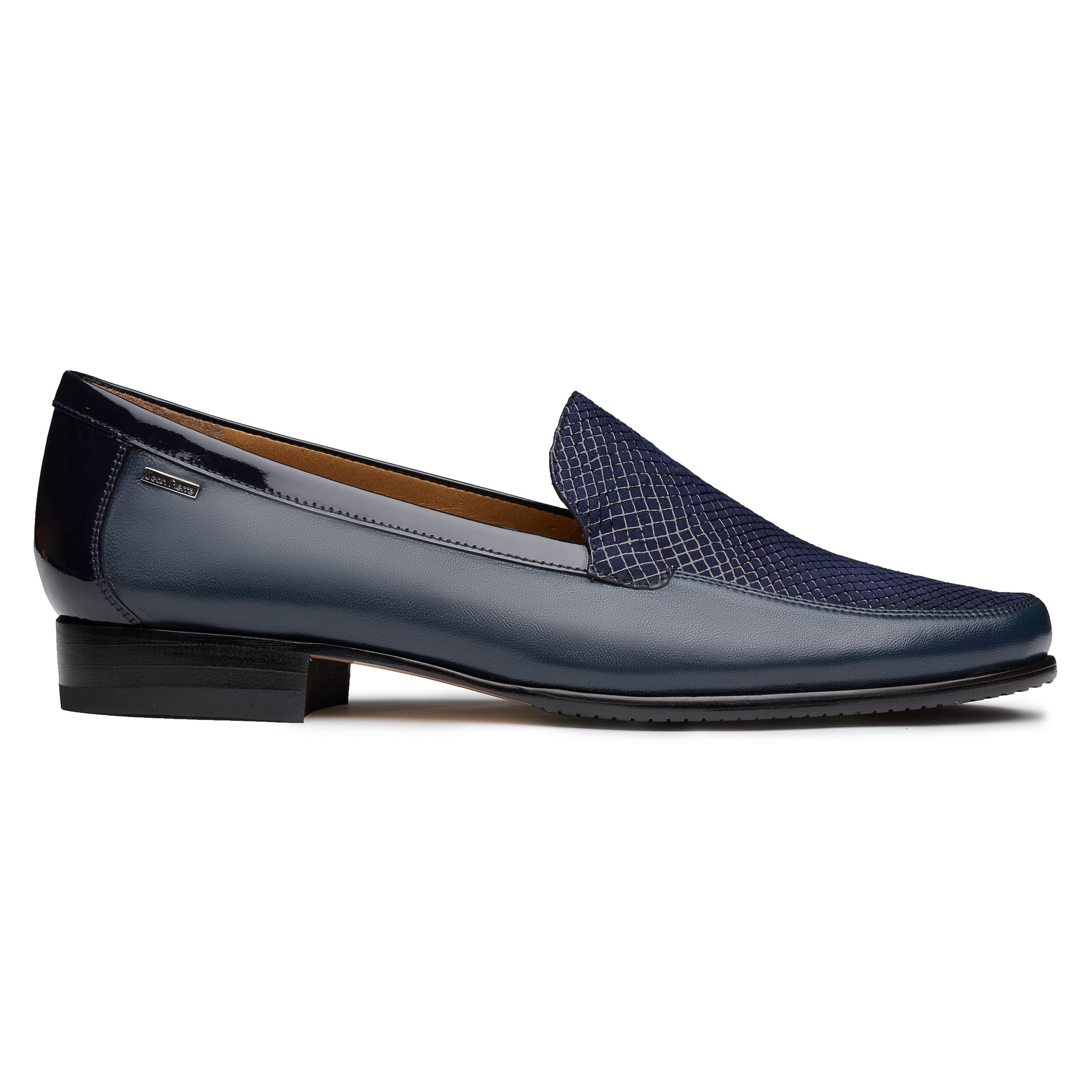 Mocasines  de piel para dama texturizados color azul