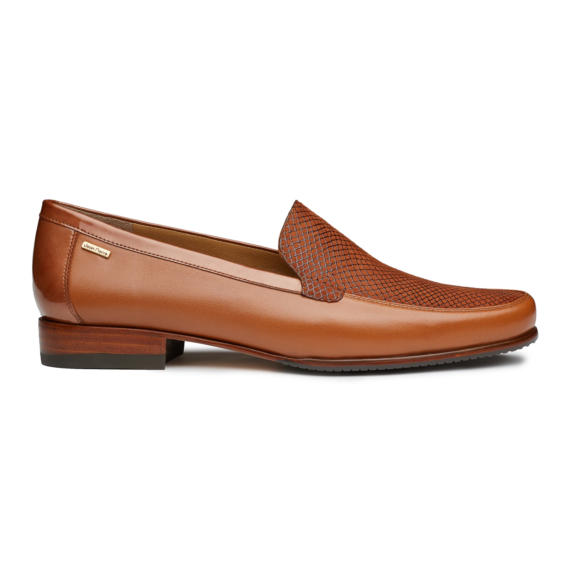 Mocasines  de piel para dama texturizados color brandy