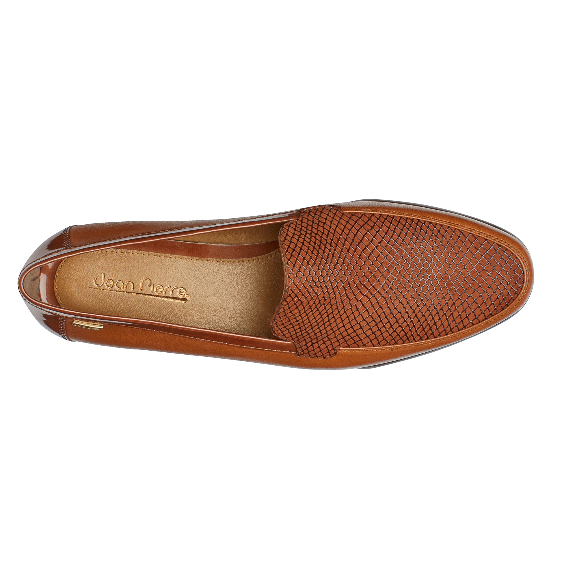 Mocasines  de piel para dama texturizados color brandy